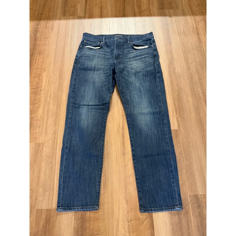 Lucky Brand 121 Slim Mens 36x32 Blue Dark Wash Denim Jeans 7MP1876